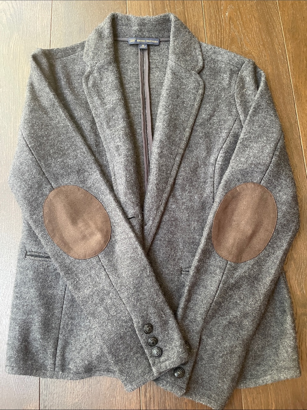 Brooks Brothers Gray Blazer with Brown Elbow Patches